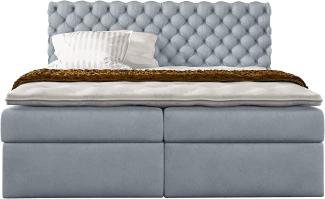 Stylefy 'Alviero' Boxspringbett, Velours Monolith Silber 120 x 200 cm