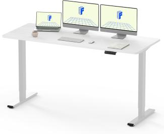 Flexispot E1 Elektrisch Höhenverstellbarer Schreibtisch mit Tischplatte 2-Fach-Teleskop, mit Memory-Steuerung(160 x 80 cm, weiß+weiß)