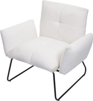 Lounge-Sessel HWC-K34, Cocktailsessel Sessel, Bouclé Stoff/Textil ~ weiß