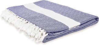 Lumaland Baumwolldecke Tagesdecke kräftige Farben aus 100 % Baumwolle in Premiumqualität ca. 200 x 240 cm Marine Blau