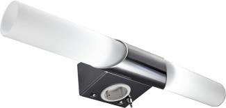 LED Wandlampe Spiegel-Leuchte Badezimmer Metall Glas E14 Bad-Lampe mit Steckdose