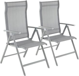 Gartenstühle, 2er Set, Klappstühle, Outdoor-Stühle mit robustem Aluminiumgestell, Rückenlehne 8-stufig verstellbar, bis 150 kg belastbar, grau GCB29GY