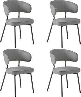 VASAGLE 4 Set Küchenstuhl Polsterstuhl Wohnzimmerstuhl Sessel mit Rückenlehne, Metallbeine,Loungesessel dunkelgrau CDL104G01