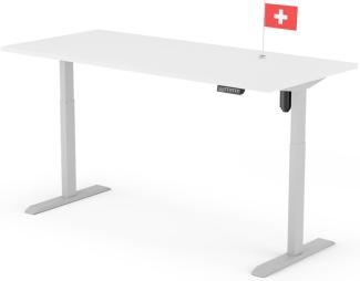 elektrisch höhenverstellbarer Schreibtisch ECO 180 x 80 cm - Gestell Grau, Platte Weiss