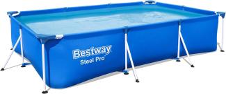Bestway Steel Pro Frame Pool, 300 x 201 x 66 cm, ohne Pumpe, eckig, blau