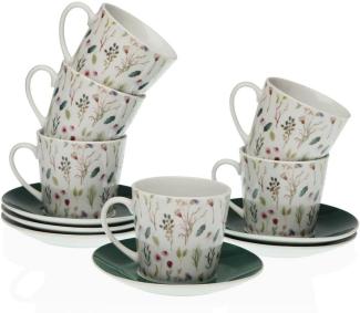 Satz mit Tassen- und Tellern Versa Sansa Blomster Tee Porzellan (12 Stücke)