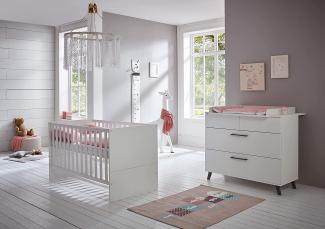 Arthur Berndt 'Amal' Babyzimmer Sparset 2-teilig, Kinderbett (70 x 140 cm) und Wickelkommode mit Wickelaufsatz Kreideweiß
