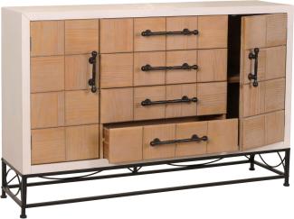 Kommode HWC-N30, Schrank Sideboard Highboard mit Türen und Schublade, Massiv-Holz MDF, 92x140x42cm