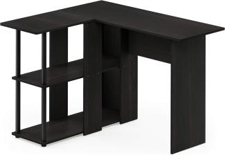 Furinno Abbott L-förmiger Schreibtisch mit Regalen, holz, Espresso/Schwarz, 87.5 x 87.5 x 73.51 cm