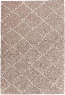 Hochflor Teppich Hash rosa creme - 120x170x3,5cm