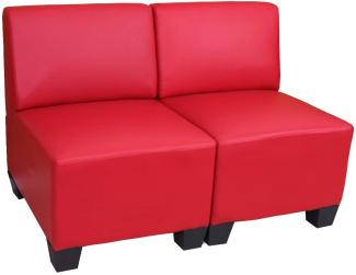 Modular 2-Sitzer Sofa Couch Lyon, Kunstleder ~ rot, ohne Armlehnen