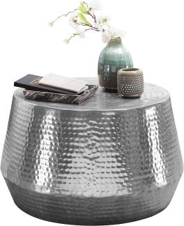 Wohnling Couchtisch MARESH 60 x 36 x 60 cm Aluminium Beistelltisch Orientalisch rund, Silber