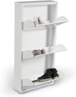 Dmora Schuhschrank aus Metall mit drei Türen mit Klappe, Farbe weiß, Maße 50 x 103 x 15 cm