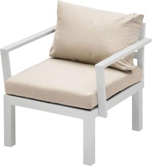 GARTENFREUDE Aluminium Sessel Ambience 75x63x44 cm, weiß / beige / Aluminium weiß