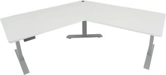 Schreibtisch HWC-D40, Computertisch, 120° elektrisch höhenverstellbar ~ weiß, grau