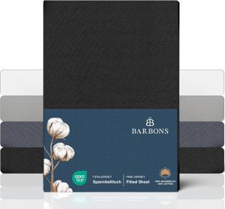 BARBONS Spannbettlaken 180x200cm – 100% Baumwolle Spannbettlaken, Oeko-TEX Zertifiziert, Bettlaken Jersey, Spannbetttuch, Matratzenhöhe bis 25 cm (Schwarz - 180x200)