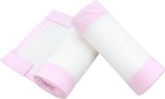 TupTam Gitterstäbe Schutz Netz Babybett Nestchen 3D Mesh 2er Pack, Farbe: Weiß/Rosa, Größe: ca. 128 x 30 cm (für Babybett 140x70)