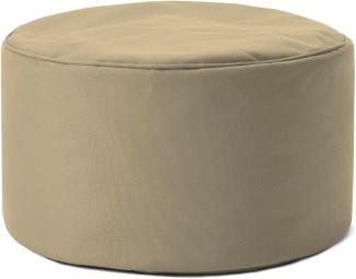 Lumaland Indoor Outdoor Sitzhocker 25 x 45 cm - Runder Sitzpouf, Sitzsack Bodenkissen, Sitzkissen, Bean Bag Pouf - Wasserabweisend - Pflegeleicht - ideal für Kinder und Erwachsene - Beige