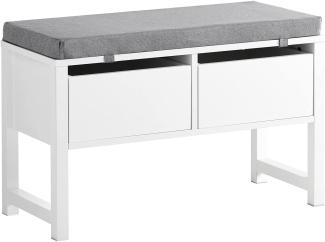 SoBuy FSR88-W Sitzbank mit Stauraum Schuhbank mit 2 Schubladen Bettbank mit Sitzfläche Garderobenbank Belastbarkeit 150 kg Weiß BHT ca. : 72x46x30cm