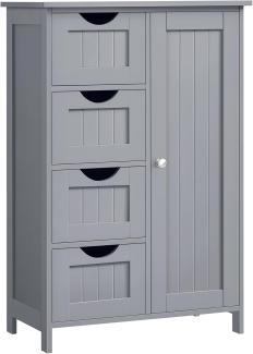 Vasagle Badezimmerschrank mit 4 Schubladen und verstellbarer Ablage, MDF mystisches grau, 82 x 30 x 55 cm