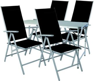 5-teiliges Campingmöbel Set höhenverstellbar Aluminium Textilen schwarz