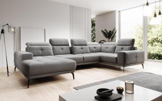 Designer Sofa Nerio mit verstellbarer Kopf- und Rückenlehne Samt Grau Links