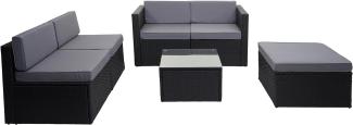 Poly-Rattan-Garnitur HWC-D24, Garten-/Lounge-Set Sofa ~ anthrazit, Polster grau