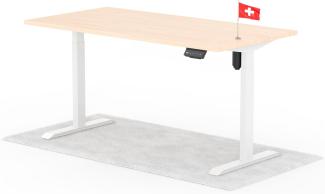 elektrisch höhenverstellbarer Schreibtisch ECO 160 x 80 cm - Gestell Weiss, Platte Eiche
