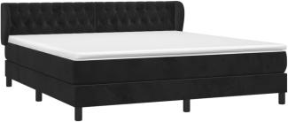 vidaXL Boxspringbett mit Matratze Schwarz 180x200 cm Samt