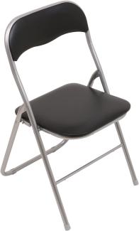 HAEST | 6X Klappstuhl | Klappstühle | Sechs Stühle | Silber-Schwarz | mit Metallrahmen und Kunstlederbezug | 6er Set | Küchenstühle