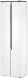 BOSTON Garderobenschrank in Weiß, Anthrazit - Moderner Flurgarderoben Schrank mit viel Stauraum - 60 x 197 x 38 cm (B/H/T)