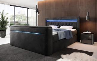 Boxspringbett Jupiter mit TV Lift, RGB und Stauraum 180x200 Schwarz H3