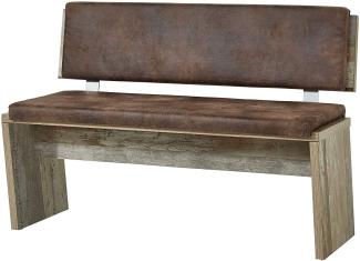 Bonanza Vintage Sitzbank in Driftwood Optik - bequeme Retro Sitzbank mit Lehne für Ihr Wohn- & Esszimmer - 126 x 86 x 55 cm (B/H/T)