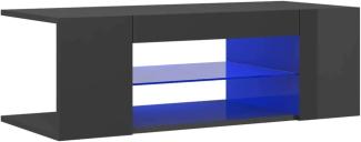 vidaXL TV Schrank mit LED-Leuchten Lowboard Fernsehschrank Fernsehtisch Sideboard HiFi-Schrank TV Möbel Tisch Board Hochglanz-Grau 90x39x30cm