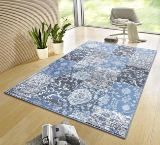 Kurzflor Teppich Bloques Hielblau - 200x290x0,9cm