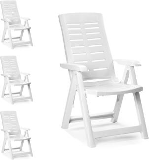 4 Stück Klappstuhl Kunststoff Weiß 5-Positionen