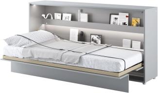 MEBLINI Schrankbett Bed Concept - Wandbett mit Lattenrost - Klappbett mit Schrank - Wandklappbett - Murphy Bed - Bettschrank - BC-06 - 90x200cm Horizontal - Grau Matt