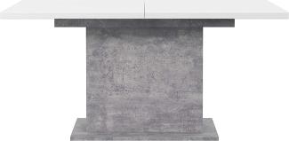 FORTE Dining Tables Esstisch ausziehbar, Holzwerkstoff, Betonoptik Lichtgrau / Weiß, 90 x 160 x 76,6 cm