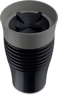 Koziol Safe To Go Thermobecher, Isolierbecher, Kaffeebecher, Trinkbecher, Thermo Becher, Kunststoff, Cosmos Black / Deep Grey, 400 ml, 3797313