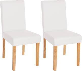 2er-Set Esszimmerstuhl Stuhl Küchenstuhl Littau ~ Kunstleder, weiß matt, helle Beine