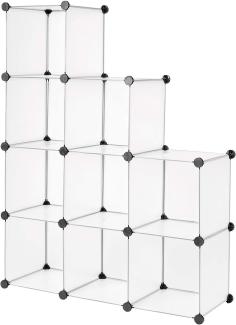 dibea Steckregal aus Kunststoff Schuhregal Aufbewahrungsregal modulares System, mit 9 Fächern á 30x30 cm transparent