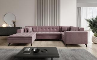 Designer Sofa Neola mit Schlaffunktion Samt Rosé Links