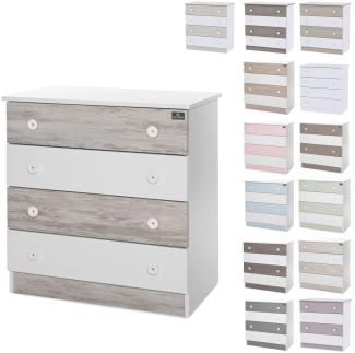 Lorelli Kommode Dresser 81 x 50 x 86 cm, 4 große Schubladen, schnelle Montage weiß grau