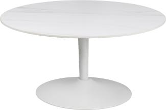 AC Design Furniture Marta Couchtisch in Weiß, Runder Couchtisch, Hitze- und Kratzbeständige Keramikplatte, Trompetenfuß, Ø: 90 x H: 45 cm