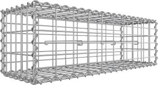 Gabionenkorb, 100 x 30 x 30 cm, Metall-Steinkorb mit 5 x 10 cm Maschenweite für Mauersteine, verzinkt, Steingabione Mauer, silber GGB133