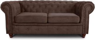 Sofa Chesterfield Asti 2-Sitzer, Couchgarnitur 2-er, Sofagarnitur, Couch mit Holzfüße, Polstersofa - Glamour Design (Braun (Capri 45))