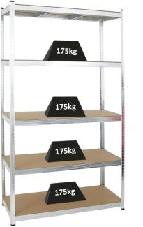 PROREGAL Schwerlastregal Giant Ragnar für Gesamtlast 875kg Maße: 200x120x50 Verzinkt, Kellerregal, Steckregal, Garagenregal, Lagerregal