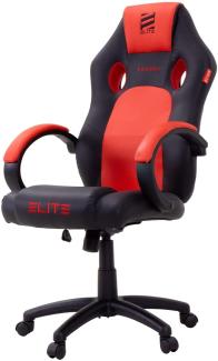 ELITE Gaming Stuhl MG100 Exodus - Ergonomischer Bürostuhl - Schreibtischstuhl - Chefsessel - Sessel - Racing Gaming-Stuhl - Gamingstuhl - Drehstuhl - Chair - Kunstleder Sportsitz (Schwarz/Rot)