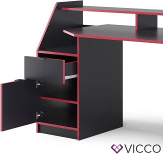 Vicco 'Joel' Computertisch, Schwarz, matt mit roten Kanten
