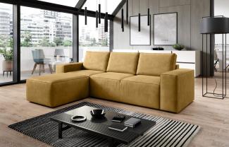 Designer Sofa Solaris mit Schlaffunktion und Stauraum Senf Links